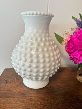 Antique Vintage White Hobnail Opaque Milk Glass Oil Lamp Shade Chimney Cottageco